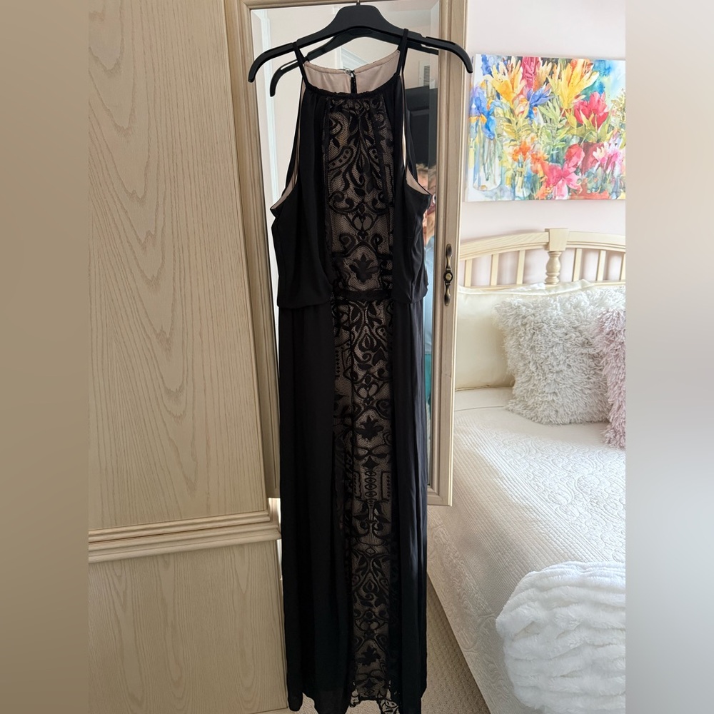 Maggy London Black Lace Maxi Dress Sz 18